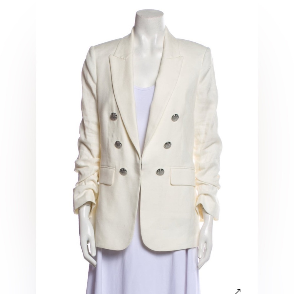Veronica Beard Cream Double-Breasted Blazer